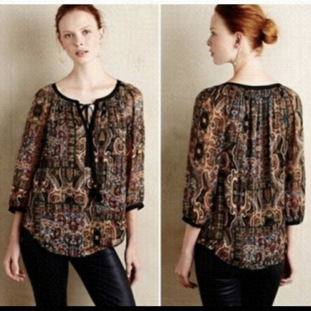 ANTHROPOLOGIEโ meadow rue marya peasant blouse